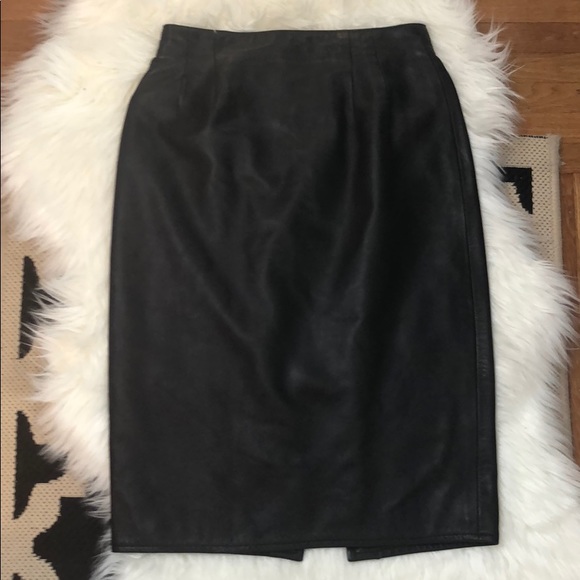 Vakko Dresses & Skirts - Vakko Black Leather Skirt